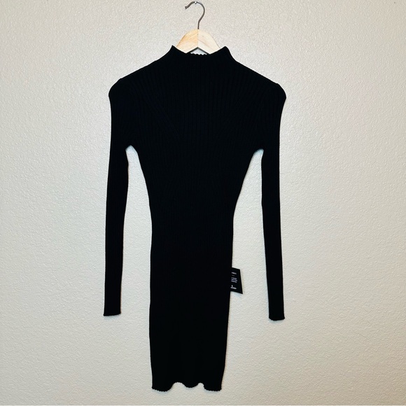 Lulu’s Snug As Can Be Black Ribbed Mock Neck Sweater Dress Size Small - Picture 4 of 10